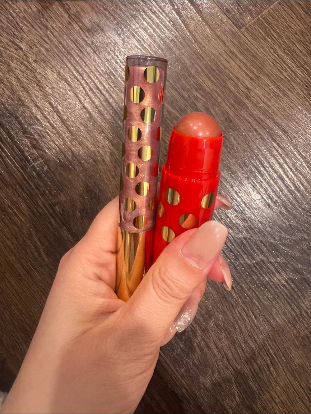 Estee Lauder Red and Gold Polka Dot Makeup Set with Case